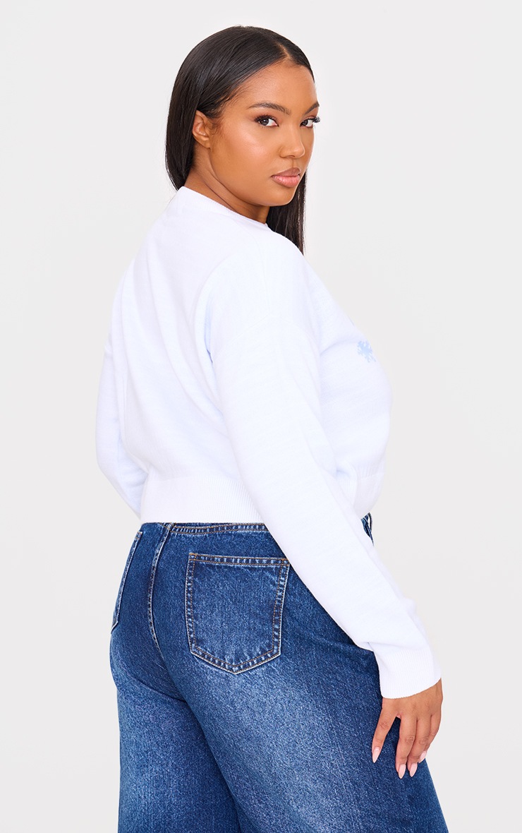 Plus White Let It Snow Cropped Christmas Jumper image 2