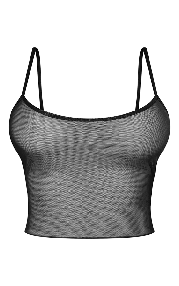 Shape Black Mesh Overlay Strappy Top image 5