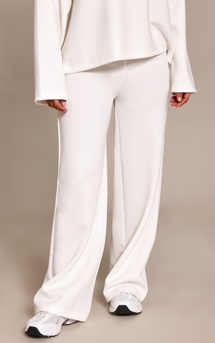 Petite Ecru Modal Elasticated Waist Wide Leg Pant image 2