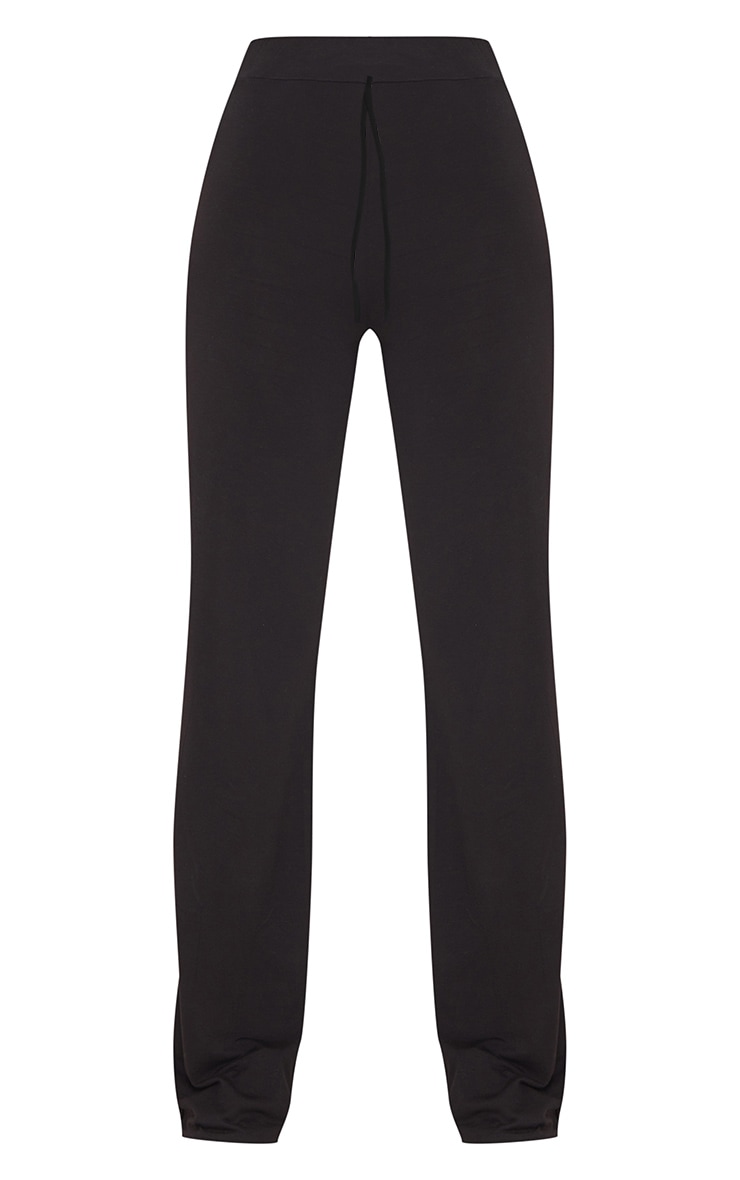 Tall Black Drawstring Jersey Wide Leg Pants image 5