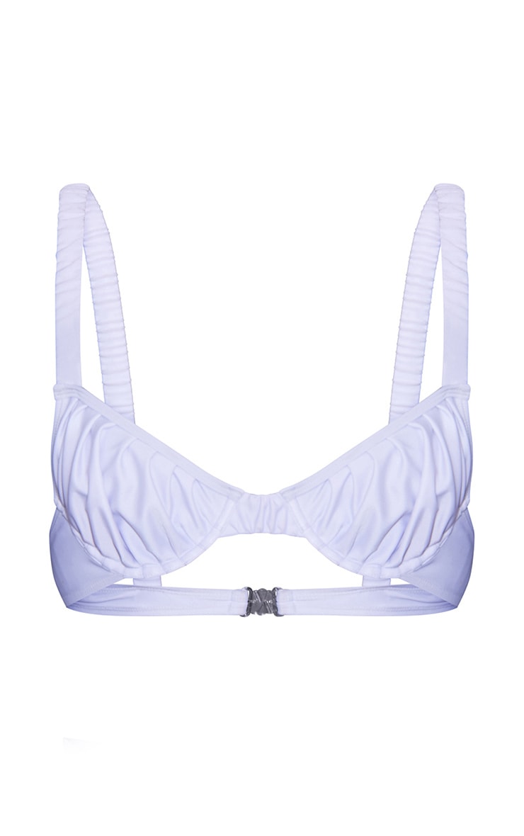 White Ruched Underwired Bikini Top image 5