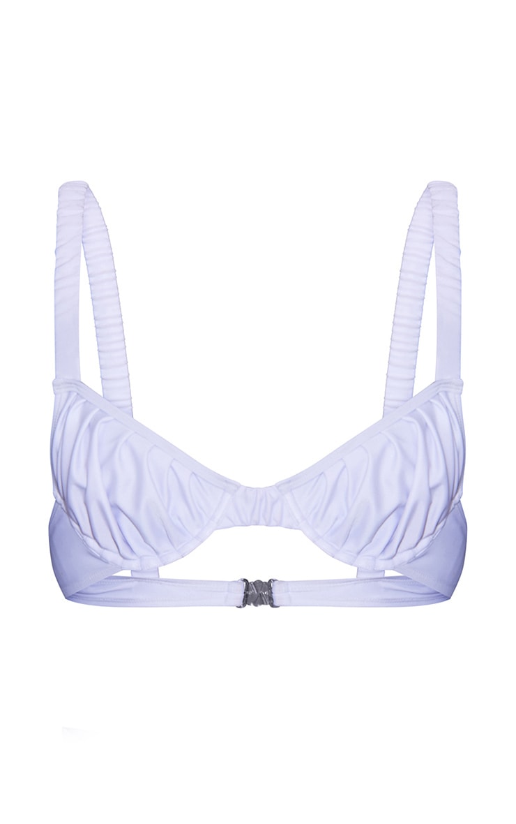 White Ruched Underwired Bikini Top image 5