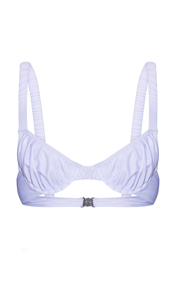 White Ruched Underwired Bikini Top