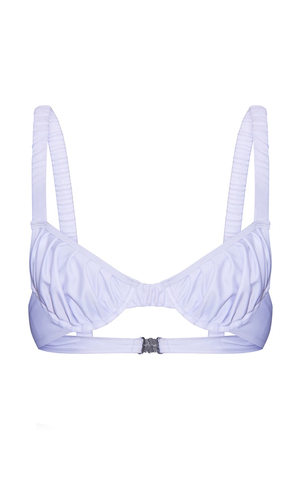 White Ruched Underwired Bikini Top image 5