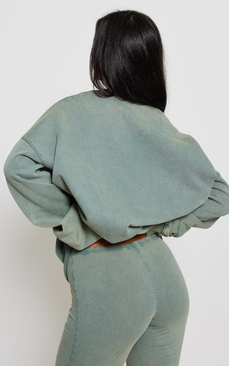 Khaki Washed Oversized Sweatshirt image 2
