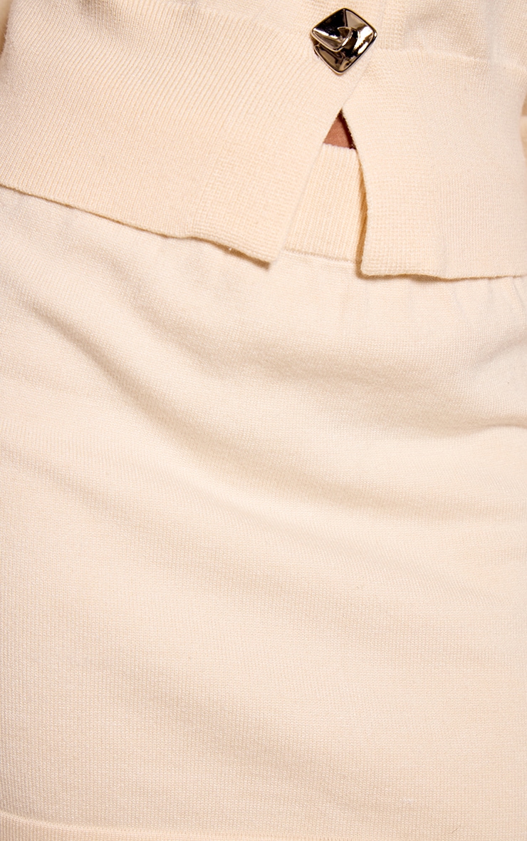 Petite Cream Rib Waist Knitted Fitted Mini Skirt image 5