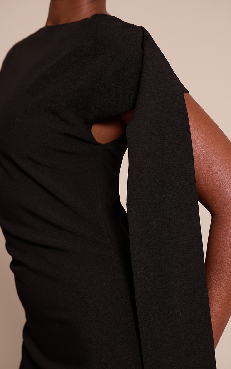 Black Woven Drape Sleeve Mini Dress image 4
