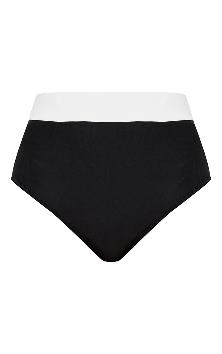 Black Contrast High Waisted Bikini Bottoms PrettyLittleThing