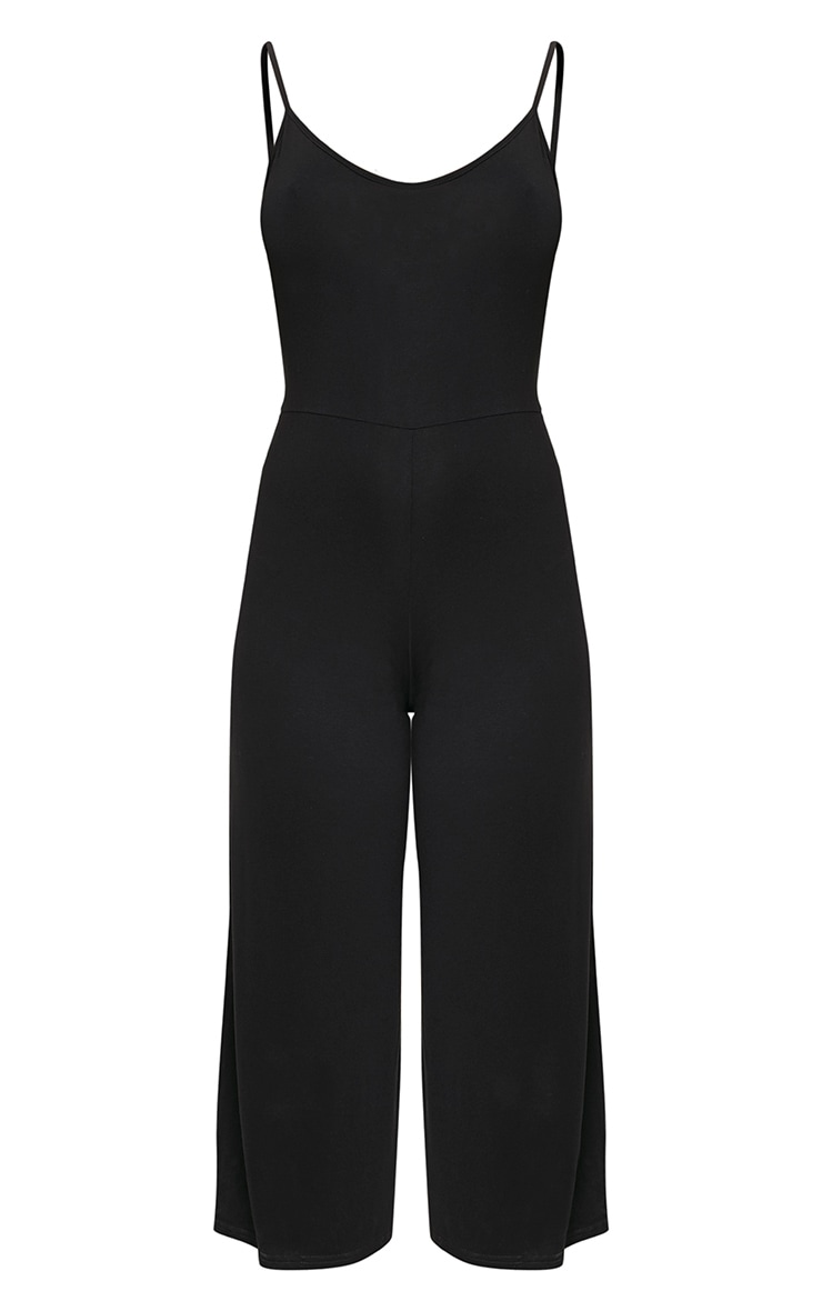 Kailyn Black Jersey Culotte Jumpsuit PrettyLittleThing USA