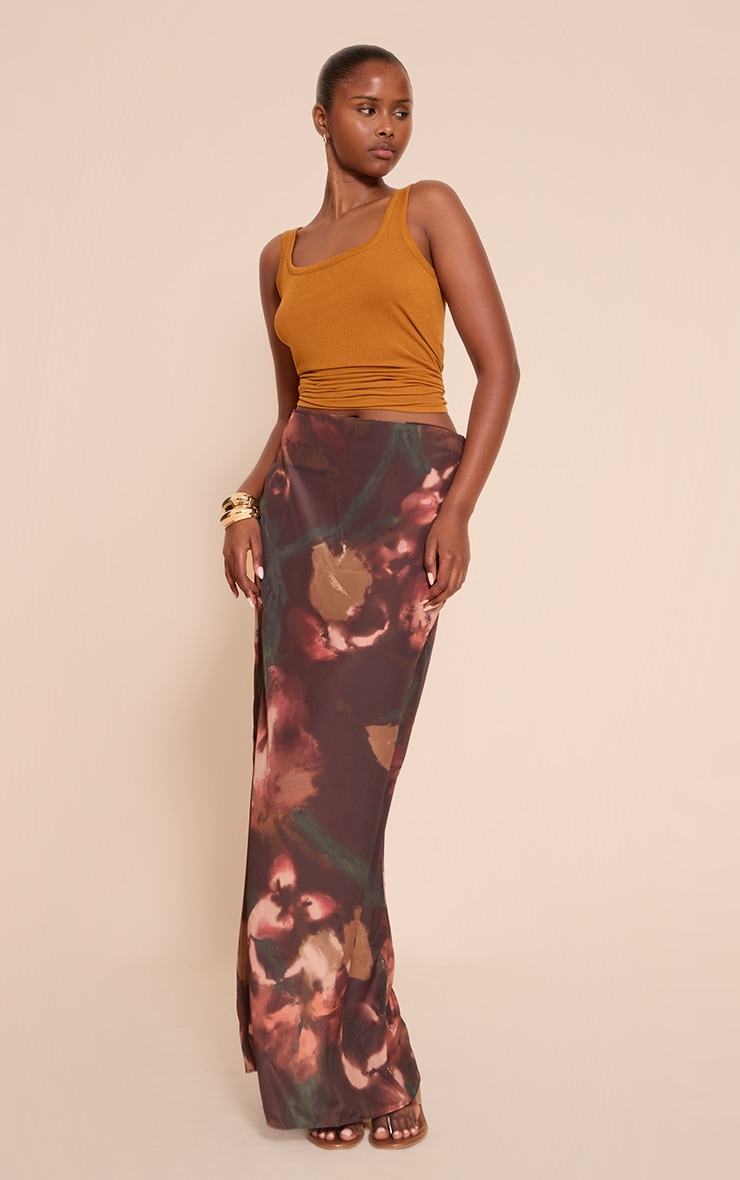 Multi Abstract Print Chiffon Maxi Skirt image 1