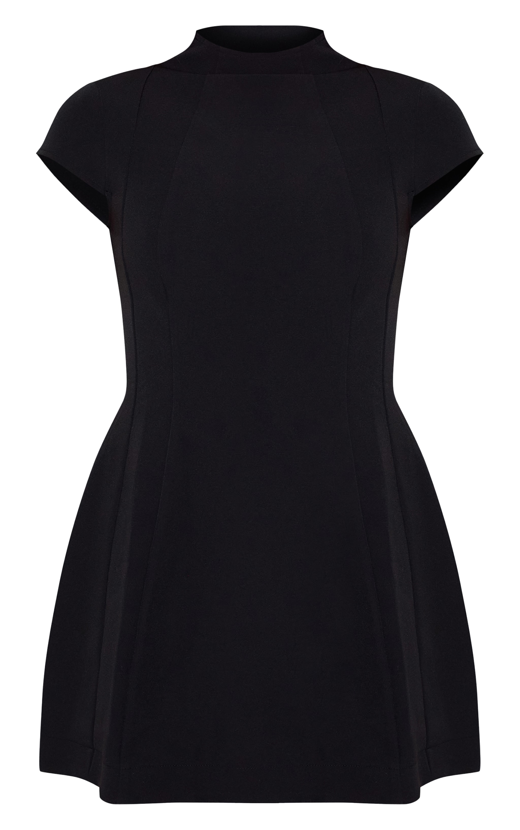 Tall Mini robe noire à col montant et taille cintrée image 5