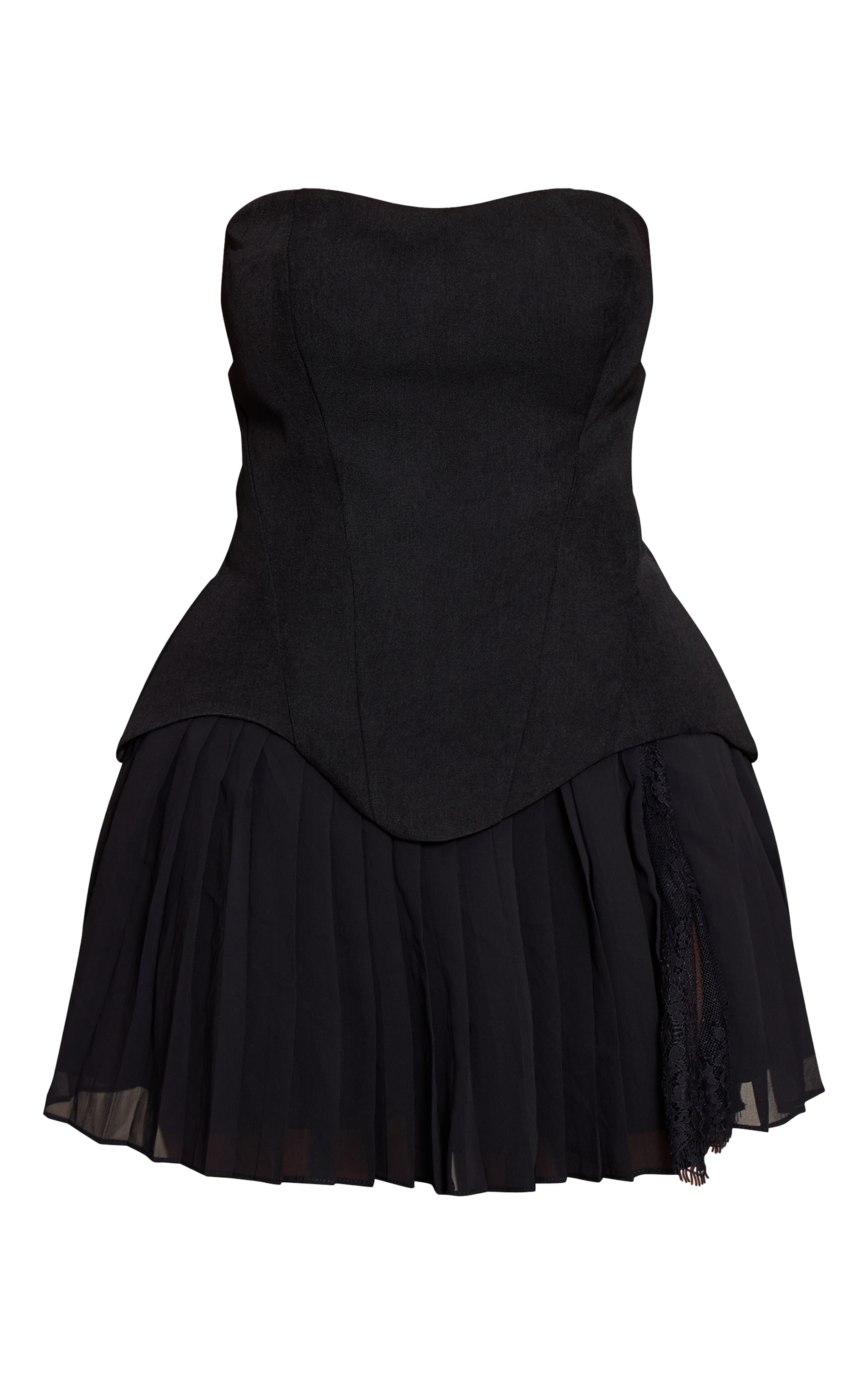 Shape Black Bandeau Lace Hem Detail Mini Dress image 5