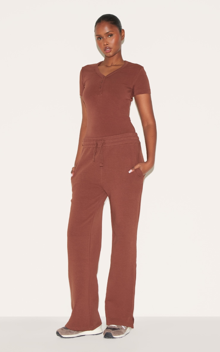 Body tissé deluxe chocolat à manches courtes et boutons image 3