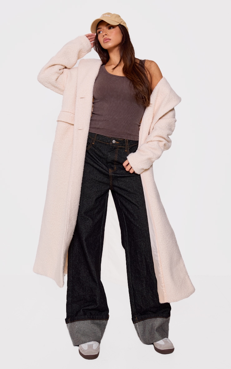 Chocolate Faded Snatched Rib Scoop Neck Vest Top image 3