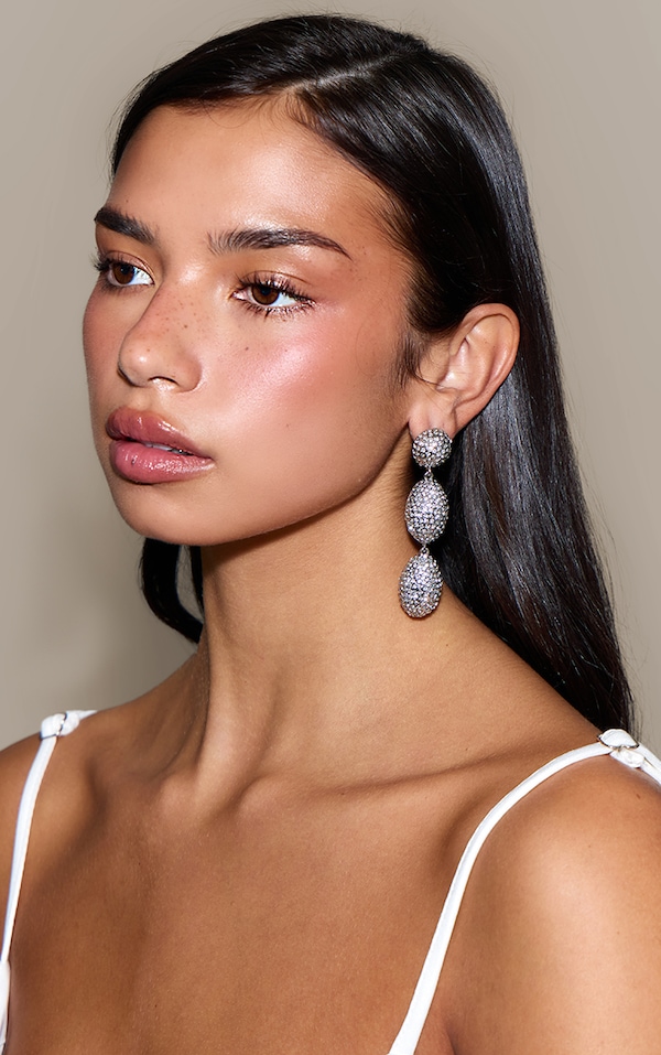 Boucles d'oreilles drapées argentées à strass effet bulles