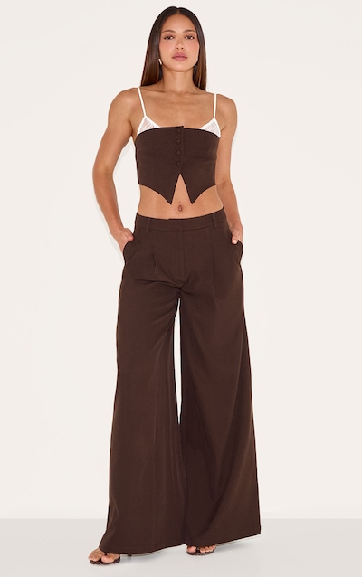 Tall Chocolate Tailored Wide Leg Pants
