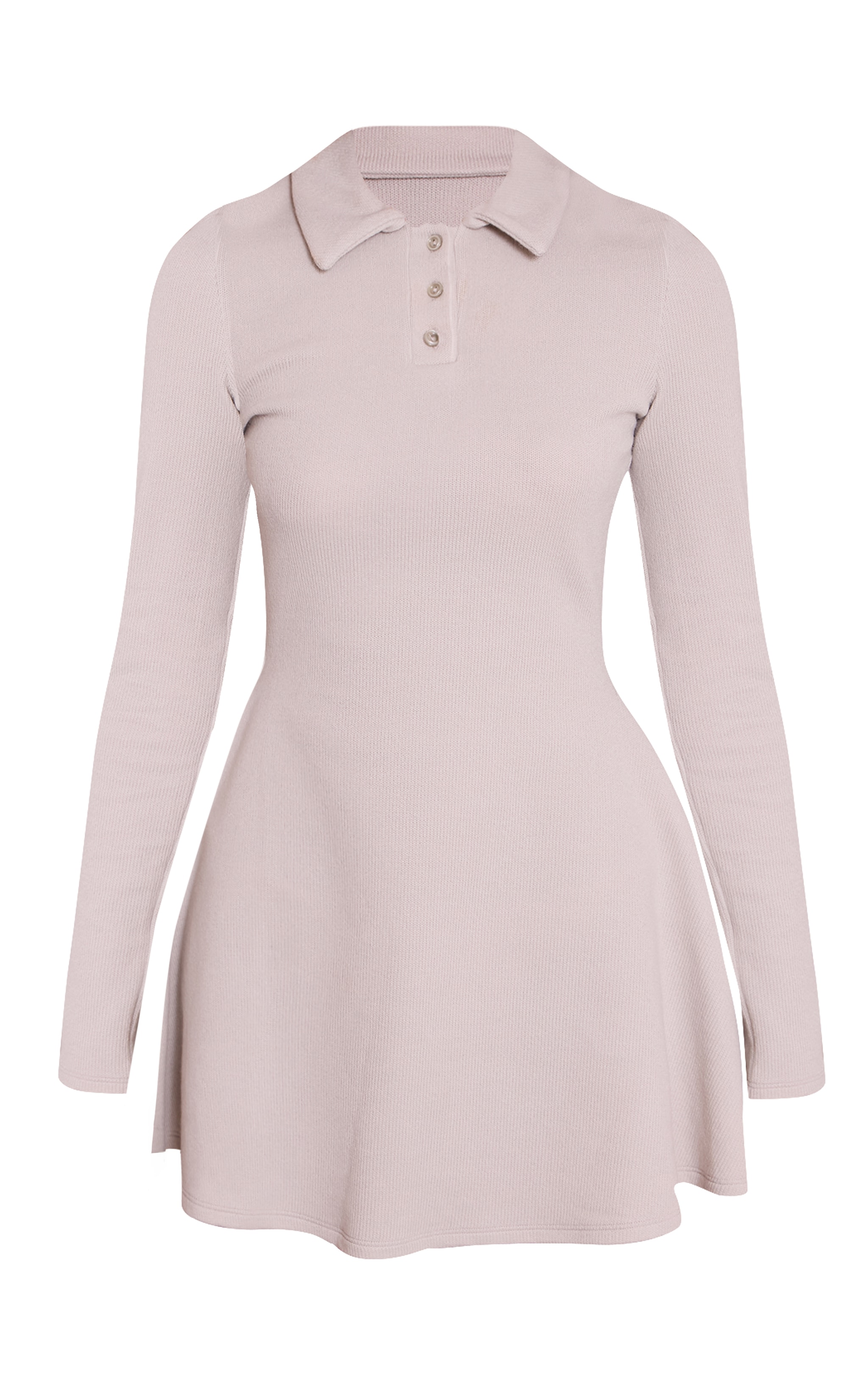 Grey Ribbed Long Sleeve Shift Dress image 5