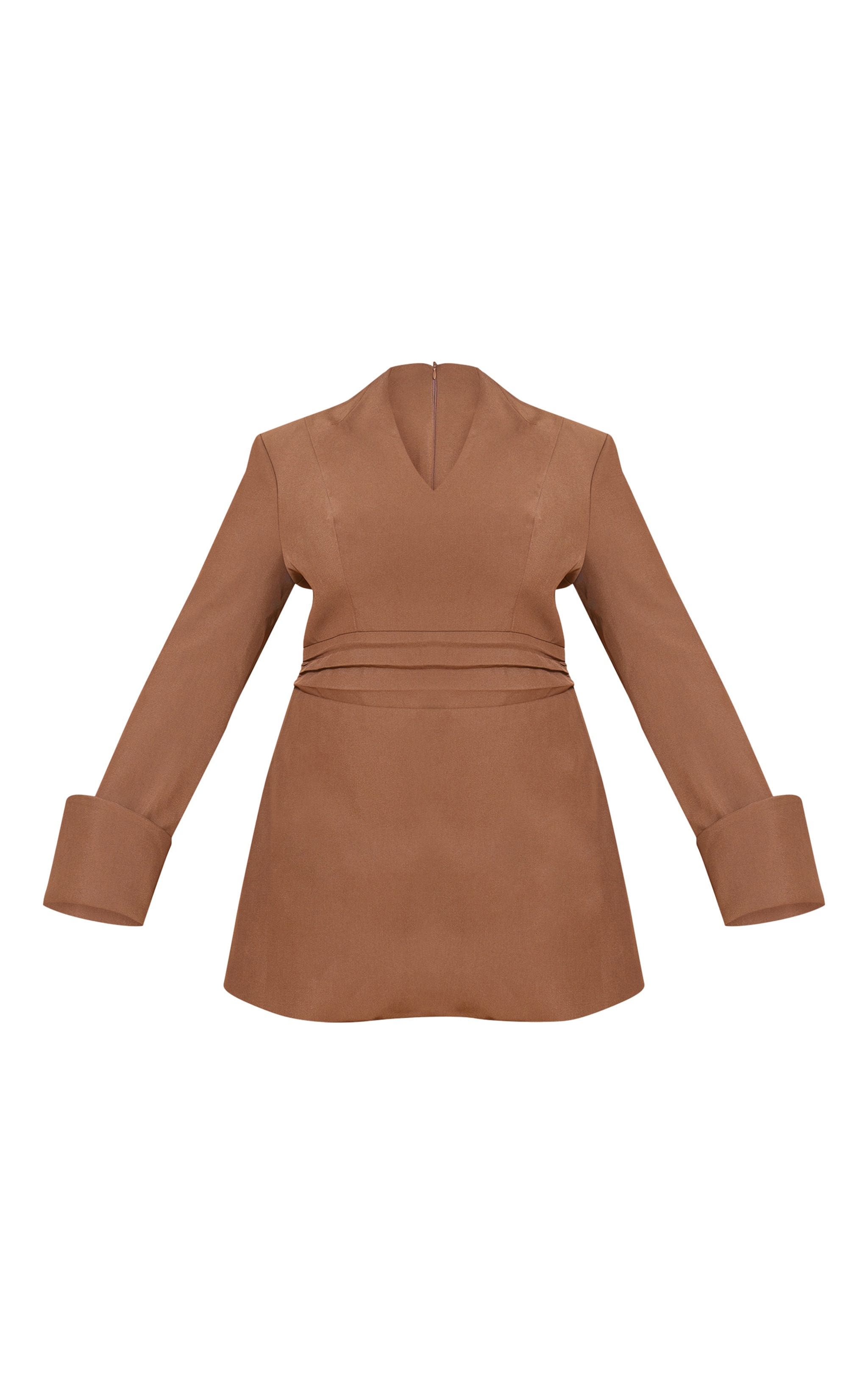 Plus Chestnut Woven V Neck Mini Dress image 5