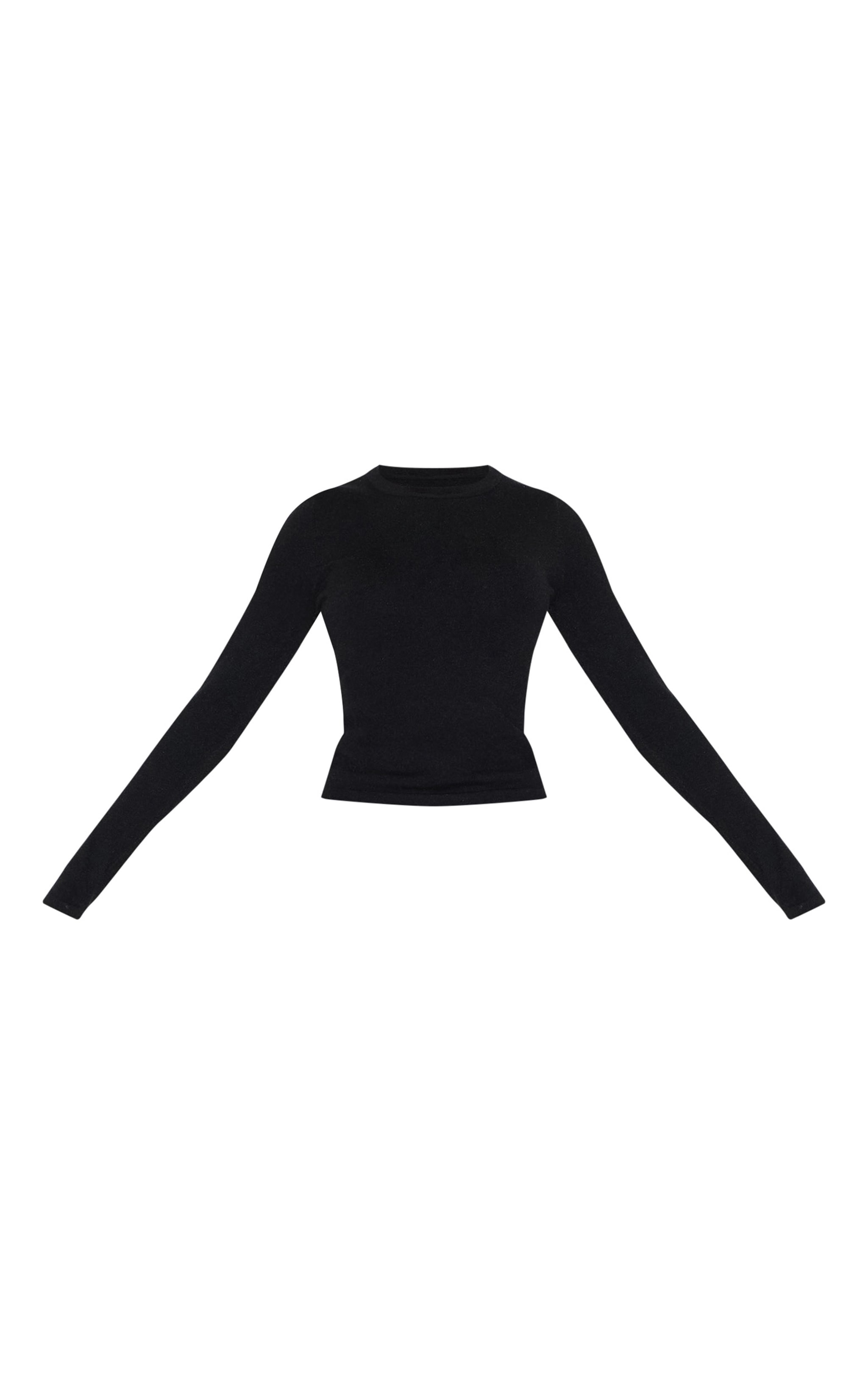 Black Soft Knit Long Sleeve Top image 5