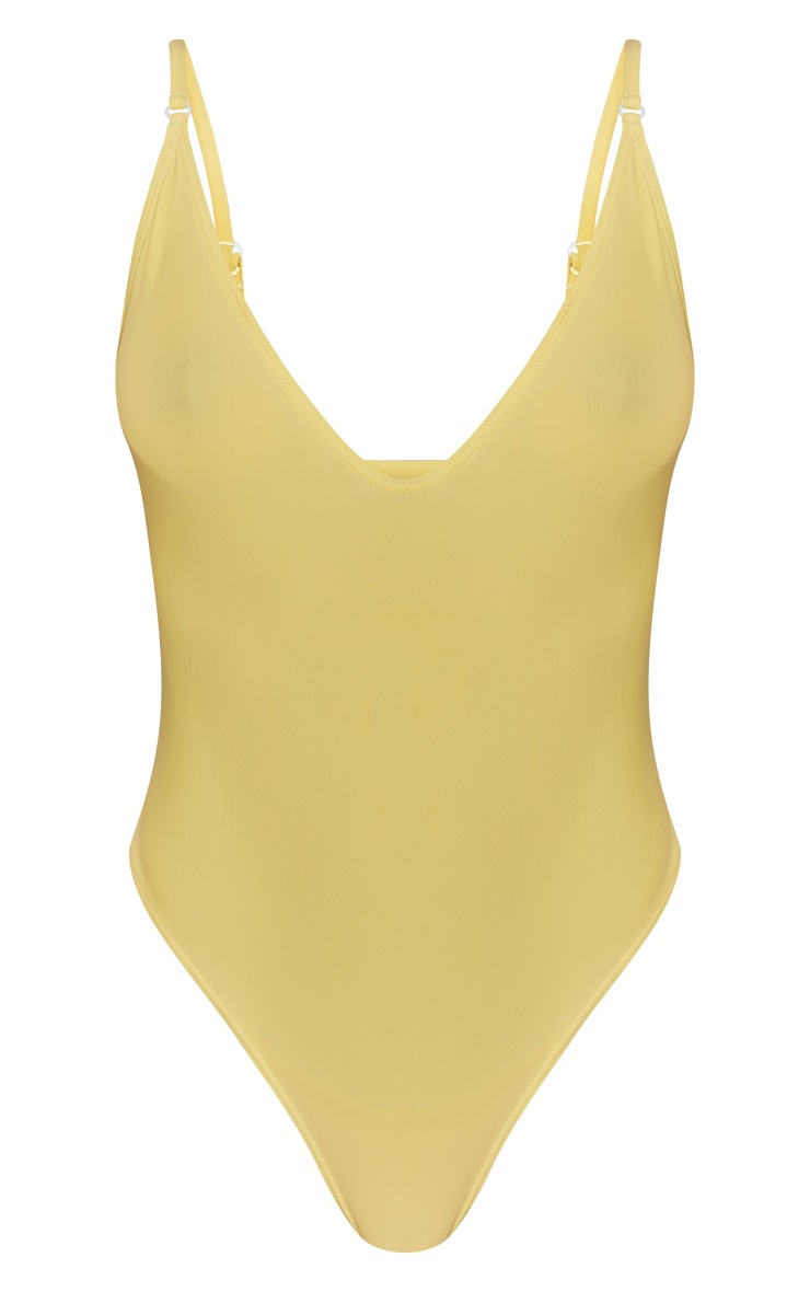 Yellow Basic Low Scoop Swimsuit image 6