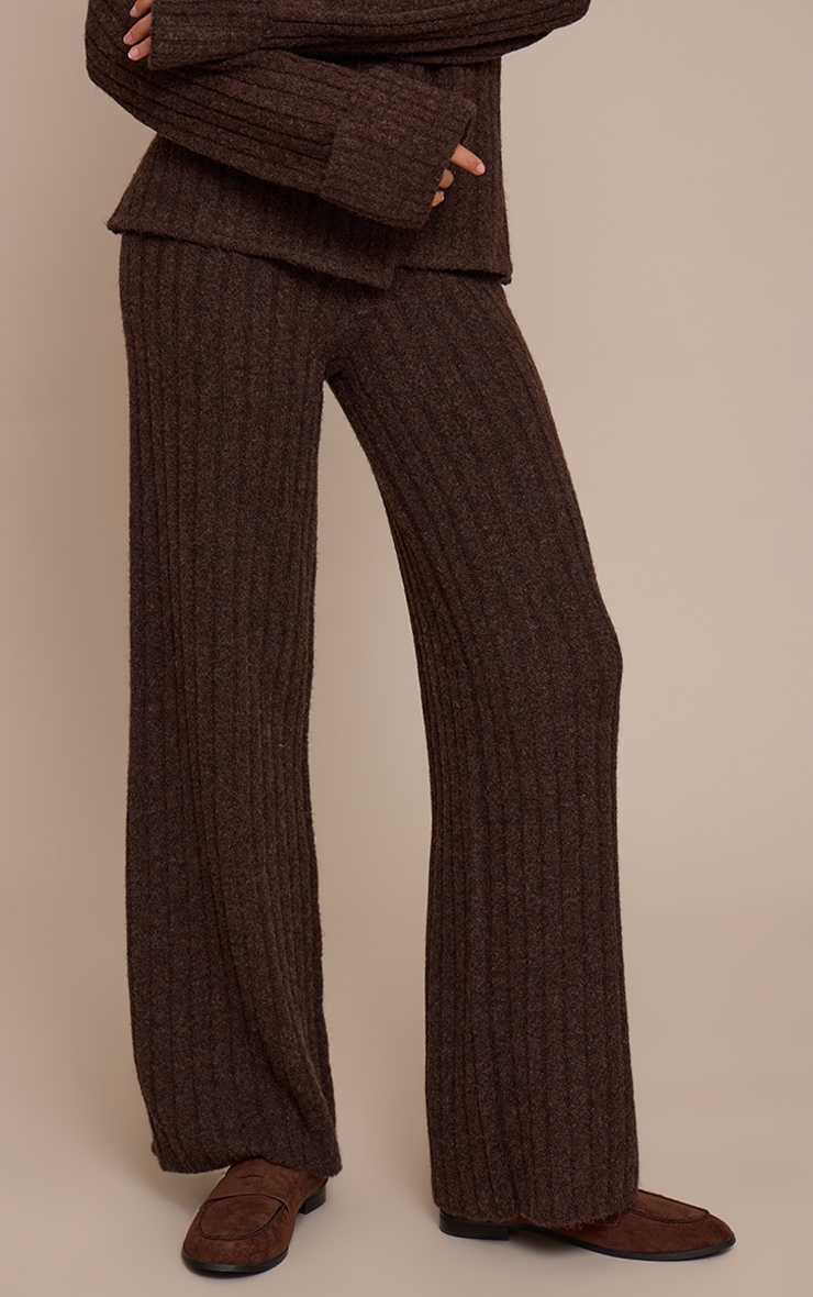 Tall Chocolate Hazel Knit Wide Leg Trouser  image 2