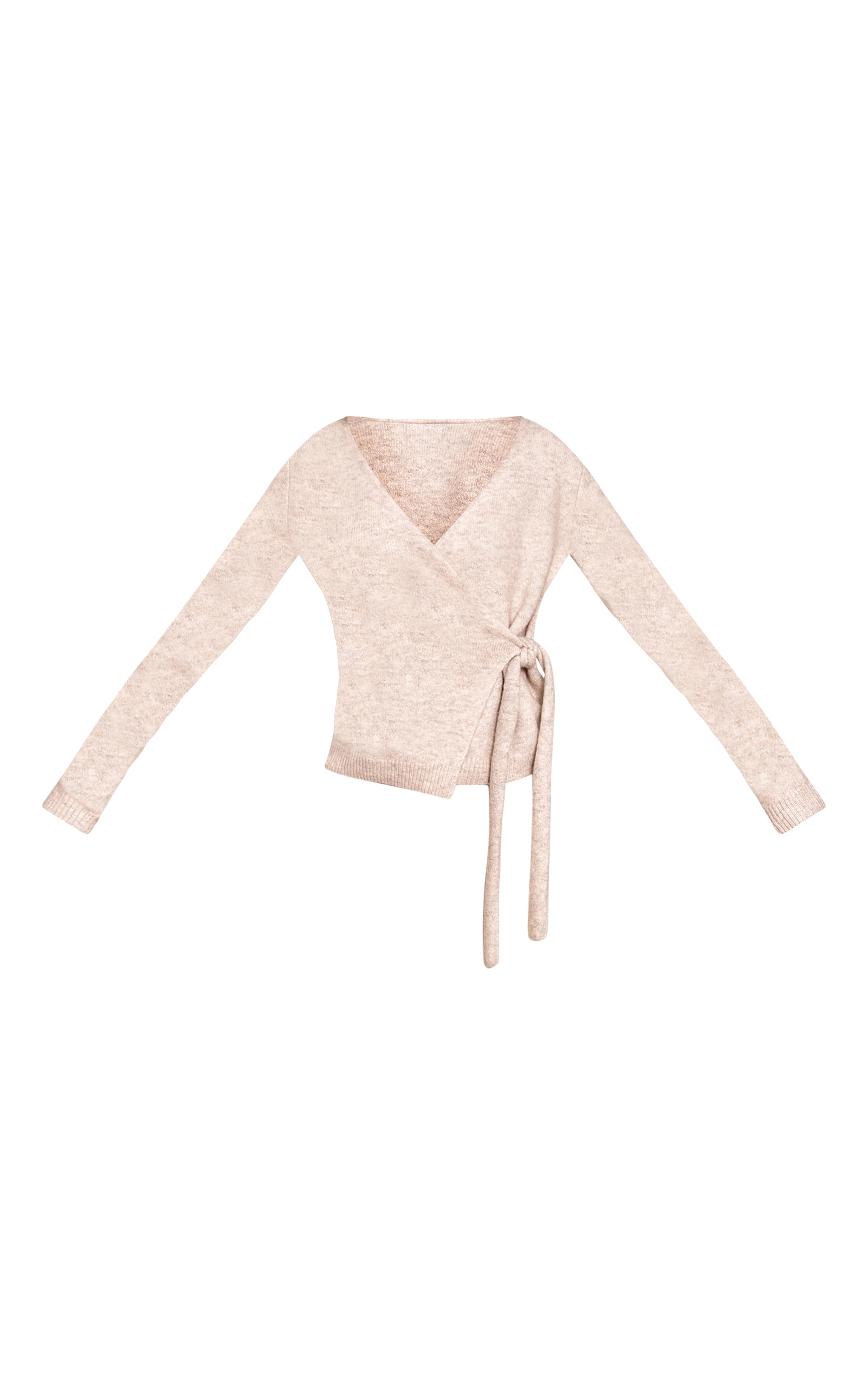 Tall Oatmeal Soft Knit Tie Side Wrap Cardigan  image 5