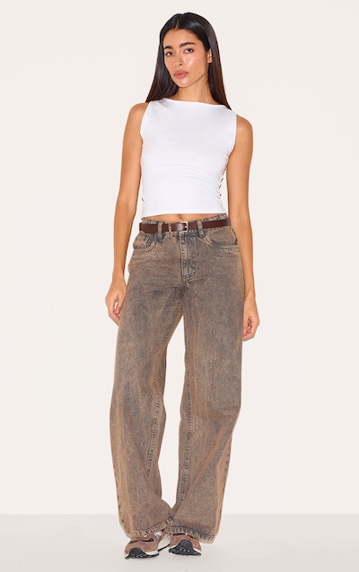 Vintage Brown Low Waist Wide Leg Jeans