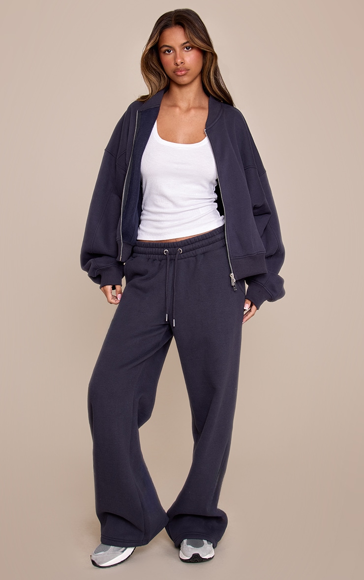 Petite Dark Navy Wide Leg Elasticated Drawstring Joggers image 1