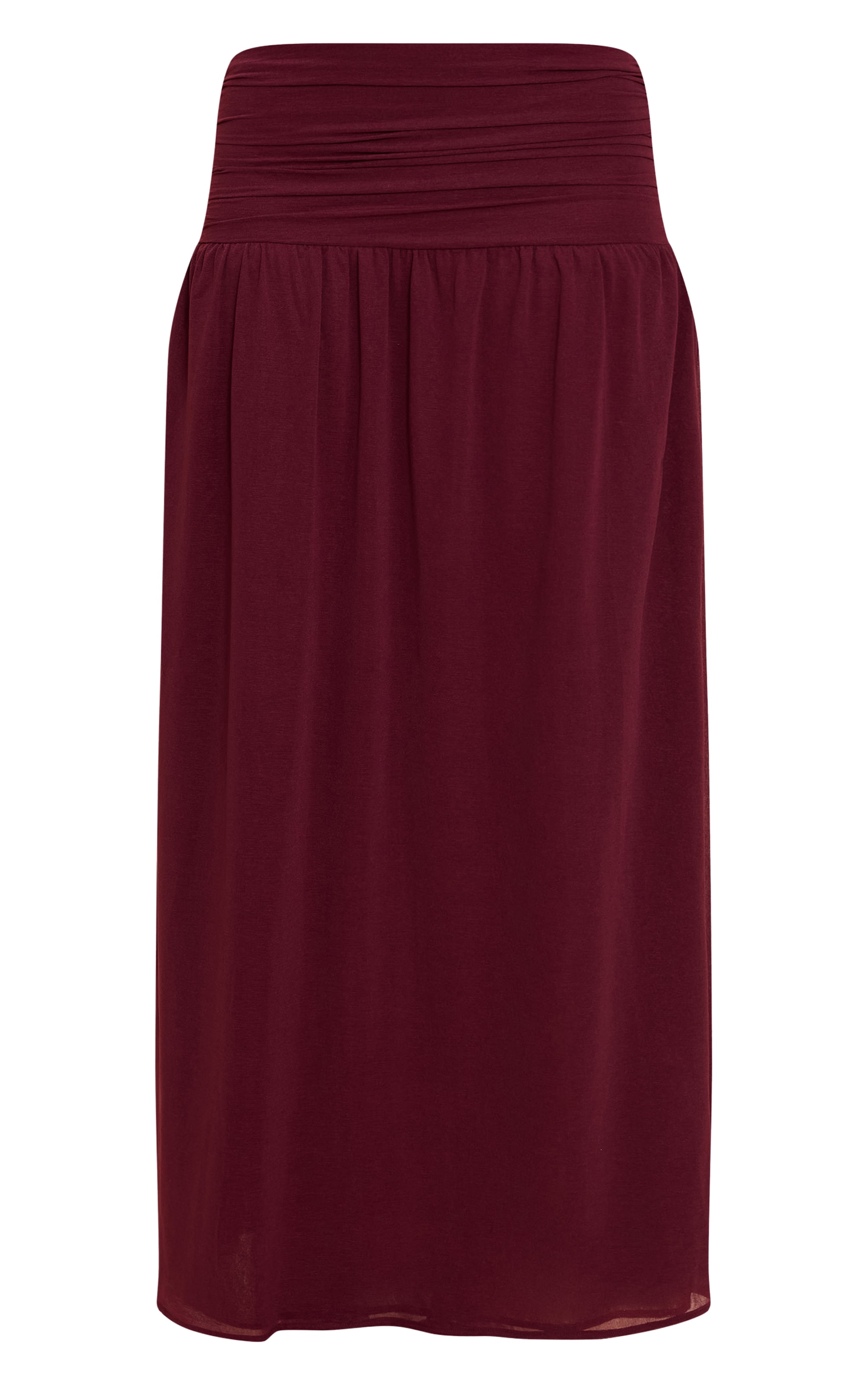 Aubergine Chiffon Ruched Drop Waist Maxi Skirt image 5