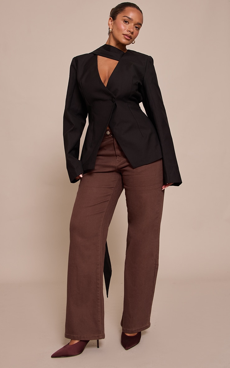 Shape Black Scarf Detail Fitted Blazer image 3