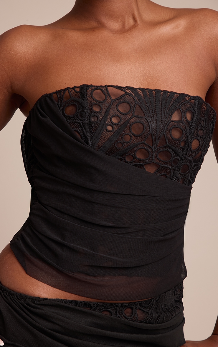 Black Floral Lace Drape Detail Corset image 4