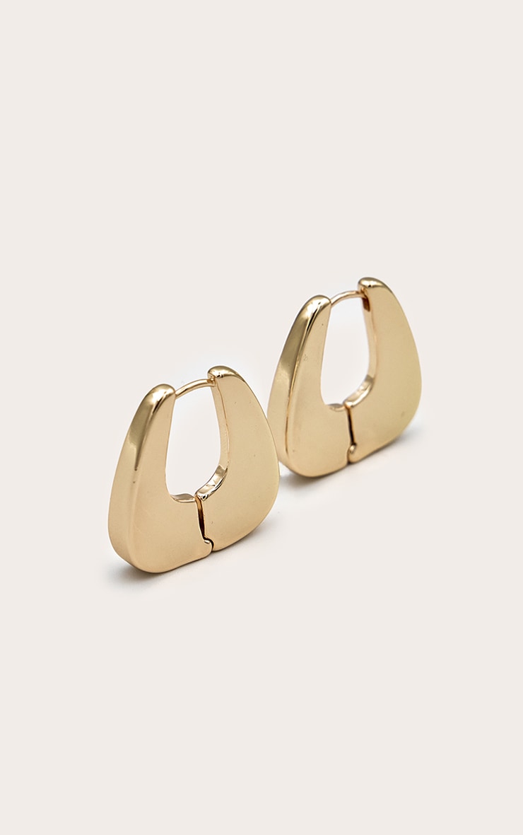 Gold Chunky Clasp Hoop Earrings image 2