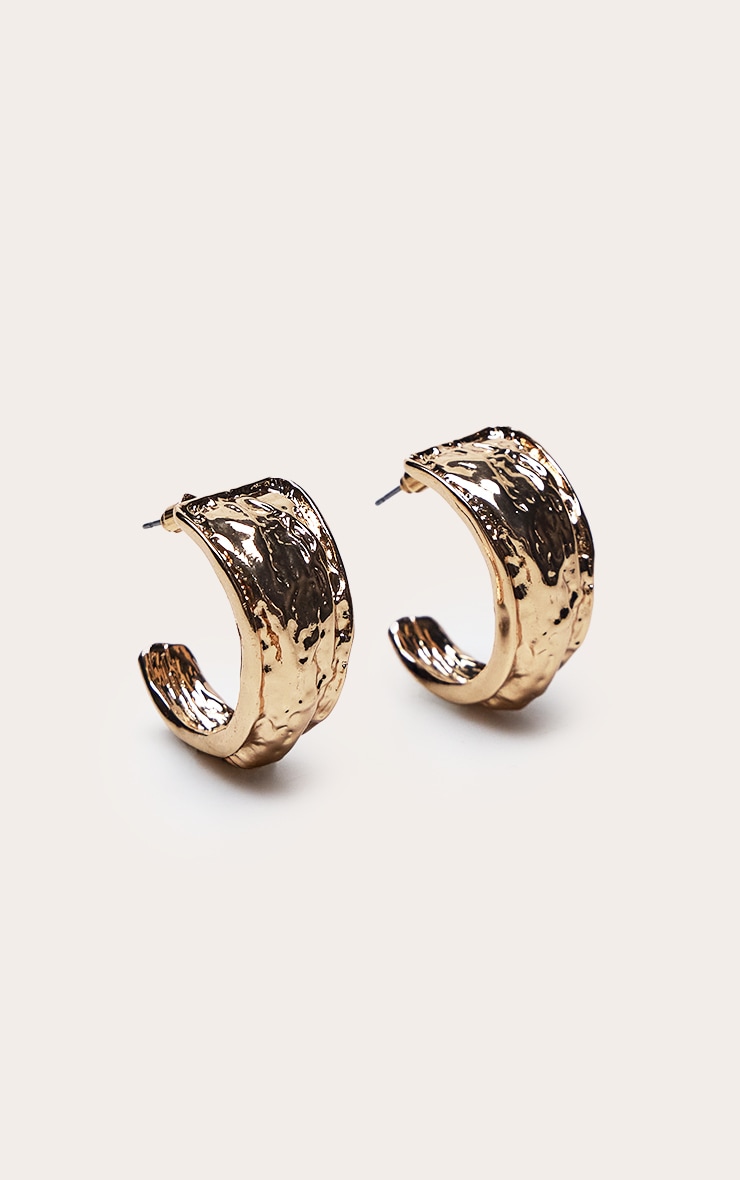 Créoles texturées épaisses dorées image 2