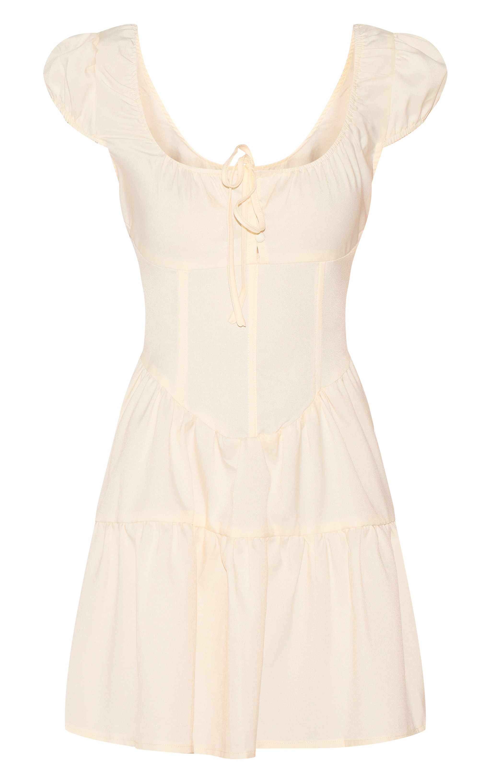 Natural Bardot Shirred Detail Shift Dress image 5
