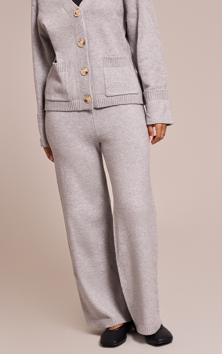 Petite Ash Grey Wide leg Knit Pant image 2