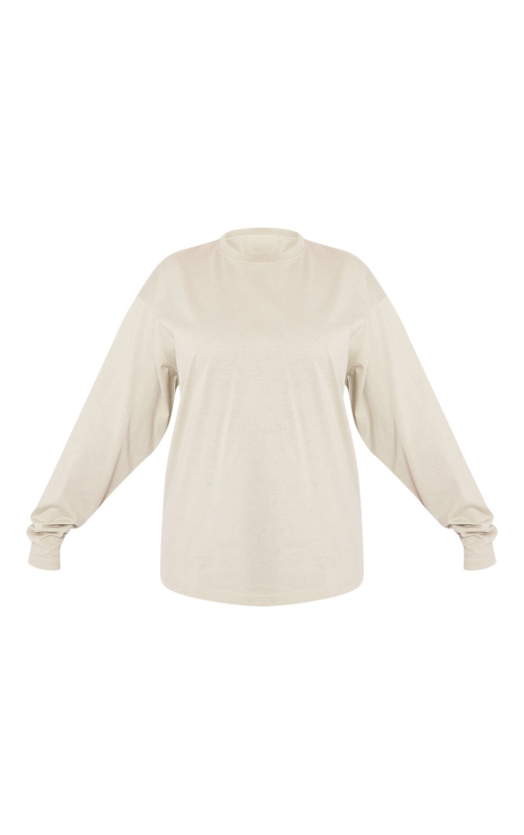 Sage Green Cotton Oversized Long Sleeve T-shirt image 5
