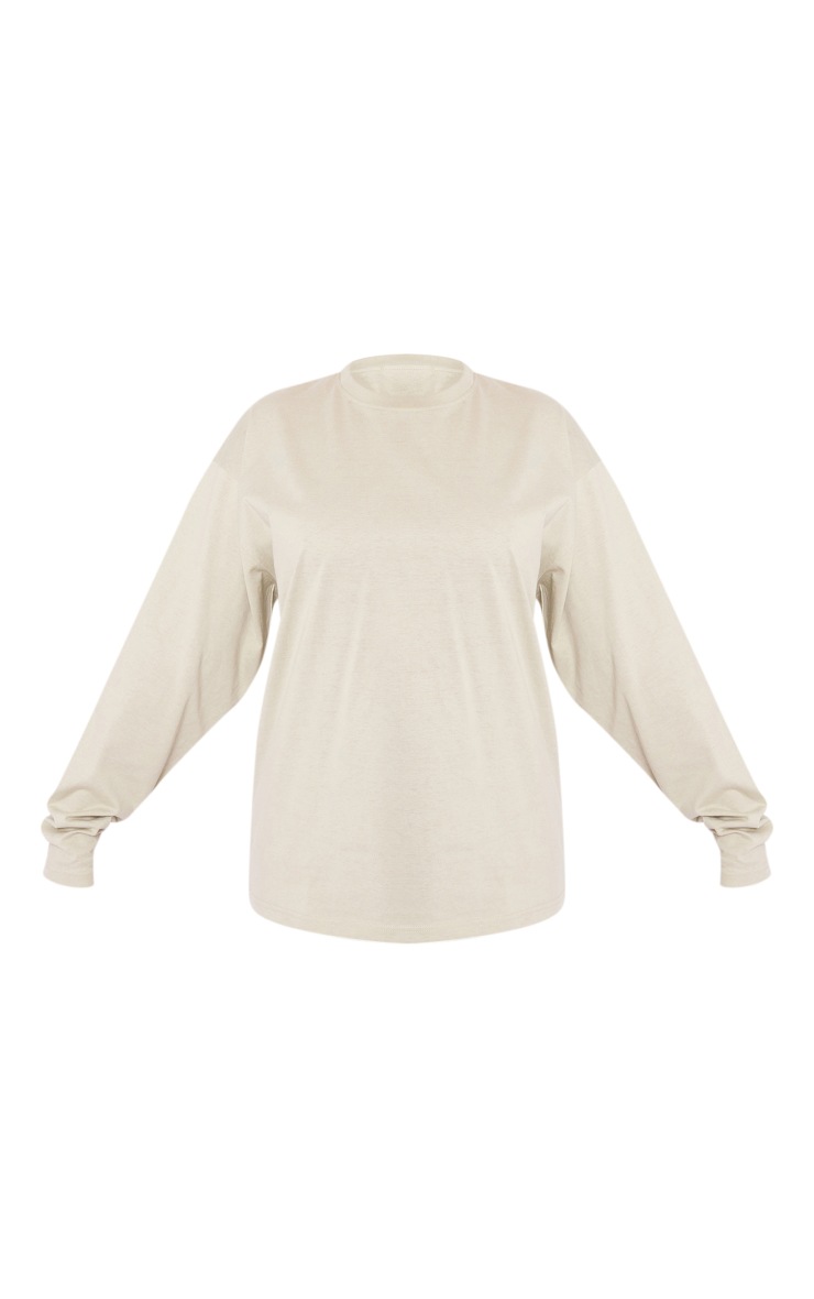 Sage Green Cotton Oversized Long Sleeve T-shirt image 5