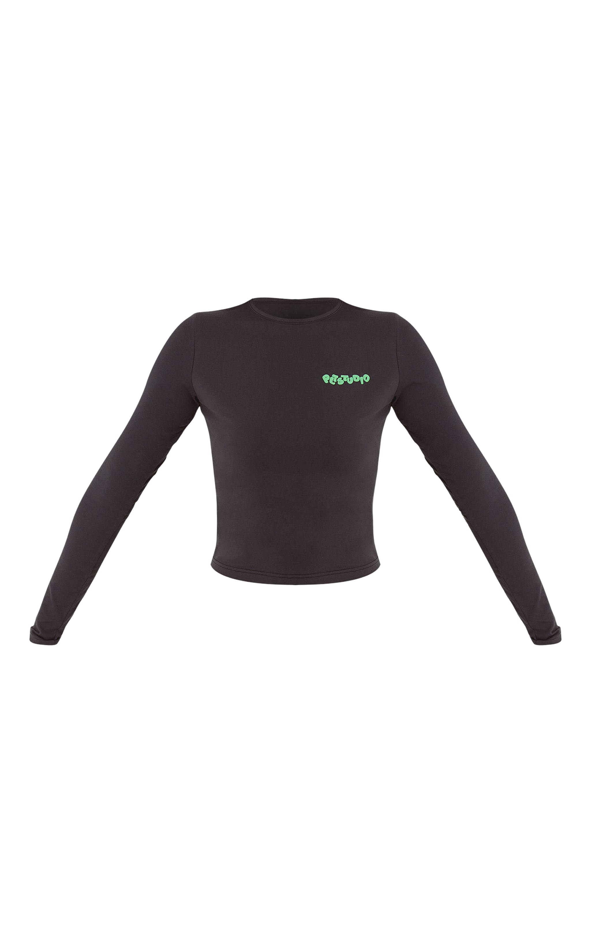 Navy Plt Studio Puff Print Cotton Long Sleeve Crop Top  image 5