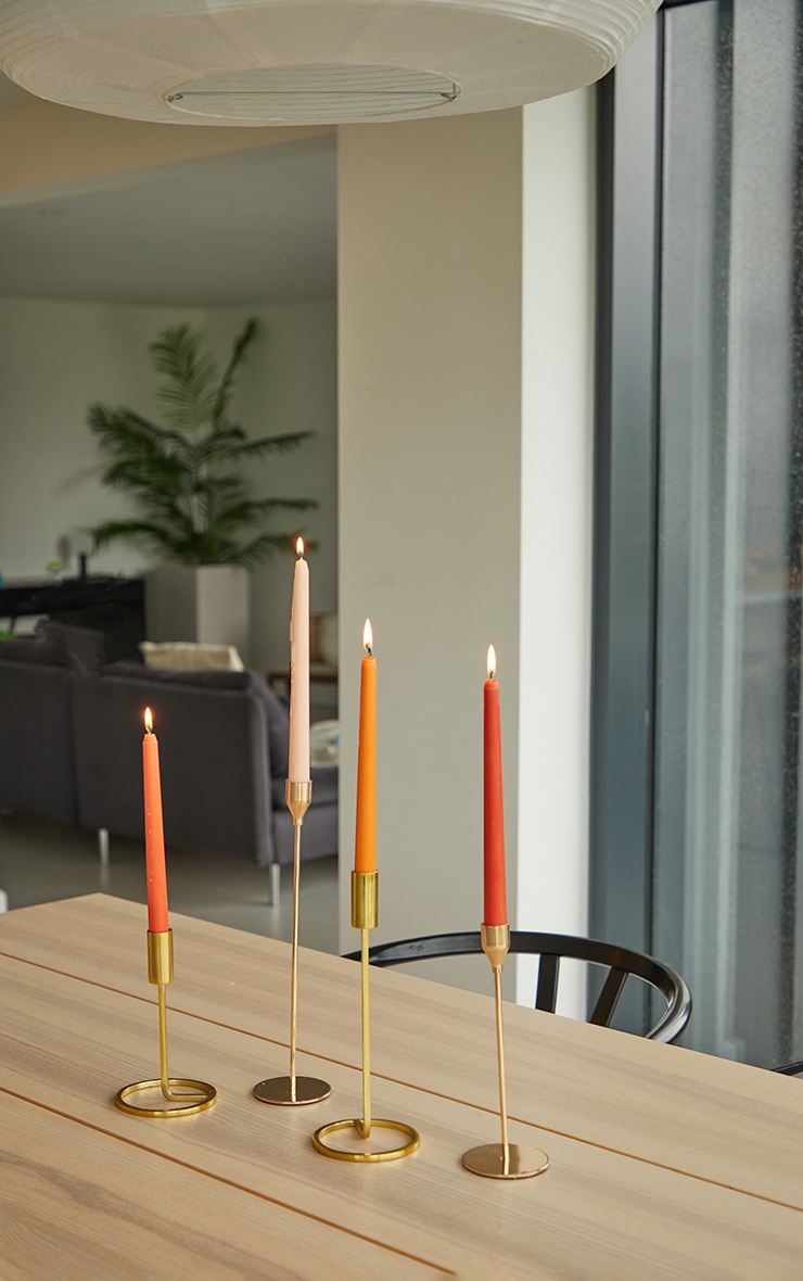 PRETTYLITTLETHING Orange Set Of 4 Tonal Candlesticks image 3