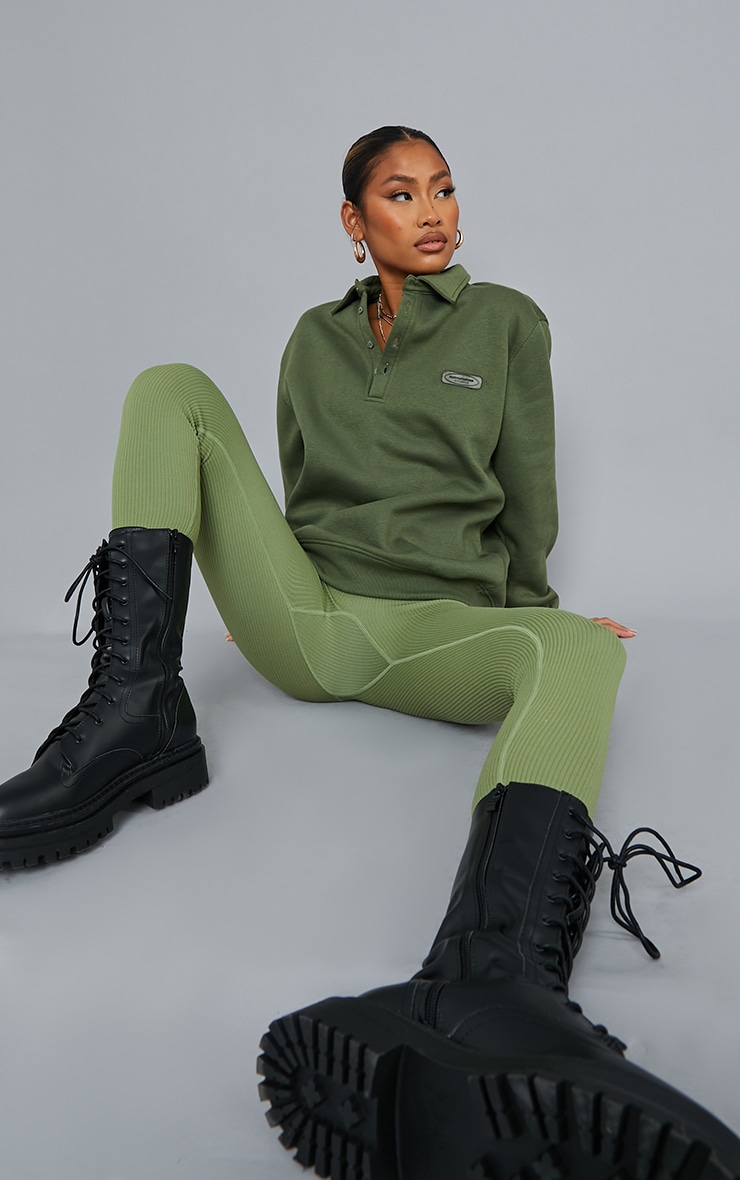 PLT Olive Badge Polo Sweatshirt image 3