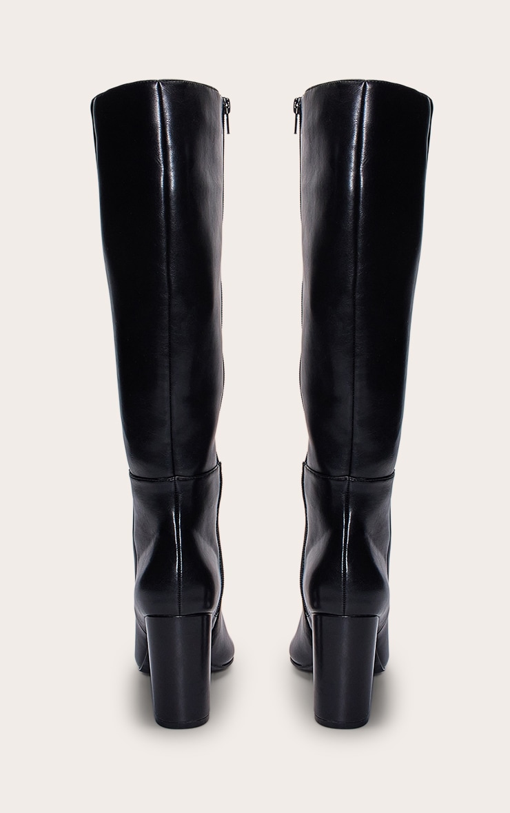 Black Point Toe Block Heel Knee High Boot image 4