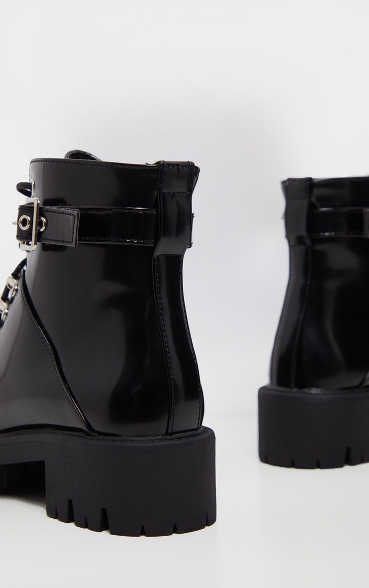 black lace up boots with buckle