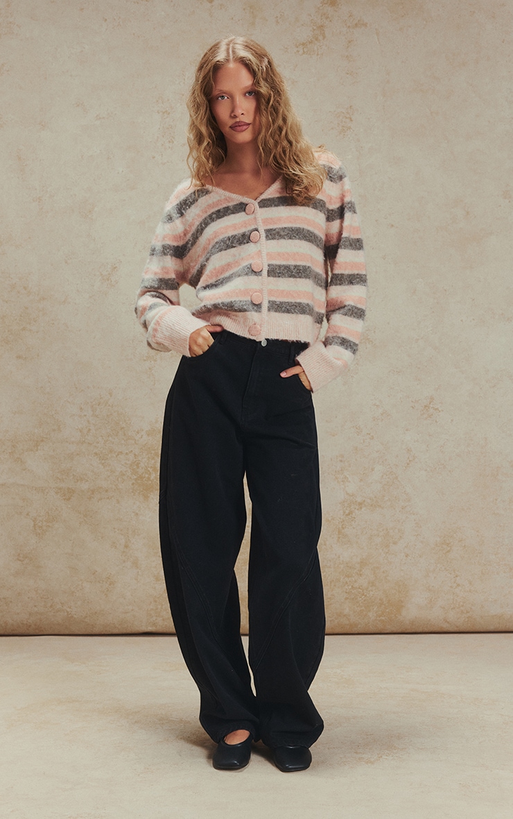 Black Coated Effect Wide Leg Jean