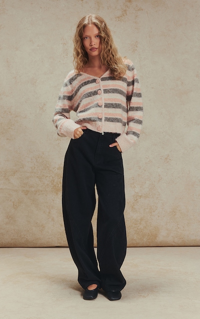 Jean large effet enduit noir