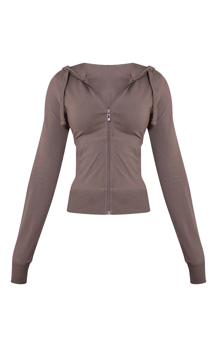 Petite Charcoal Zip Up Fitted Track Top image 5