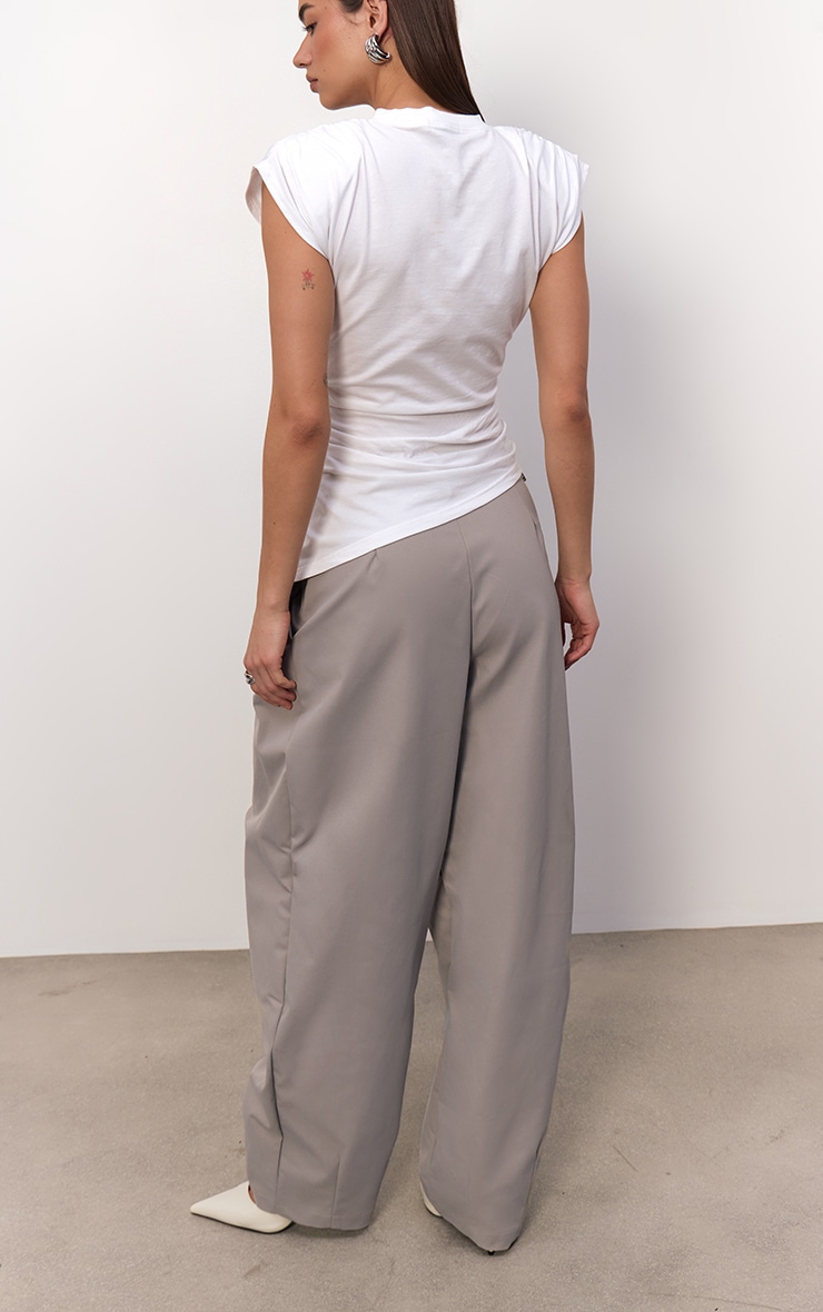 Grey Woven Pleated Balloon Trousers image 4