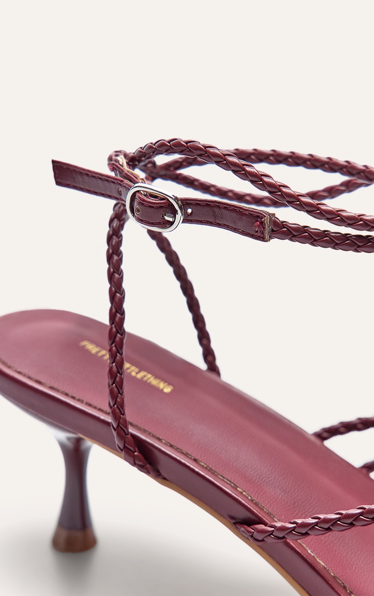 Crimson Pu Braided Strap Kitten Heel Sandal image 5