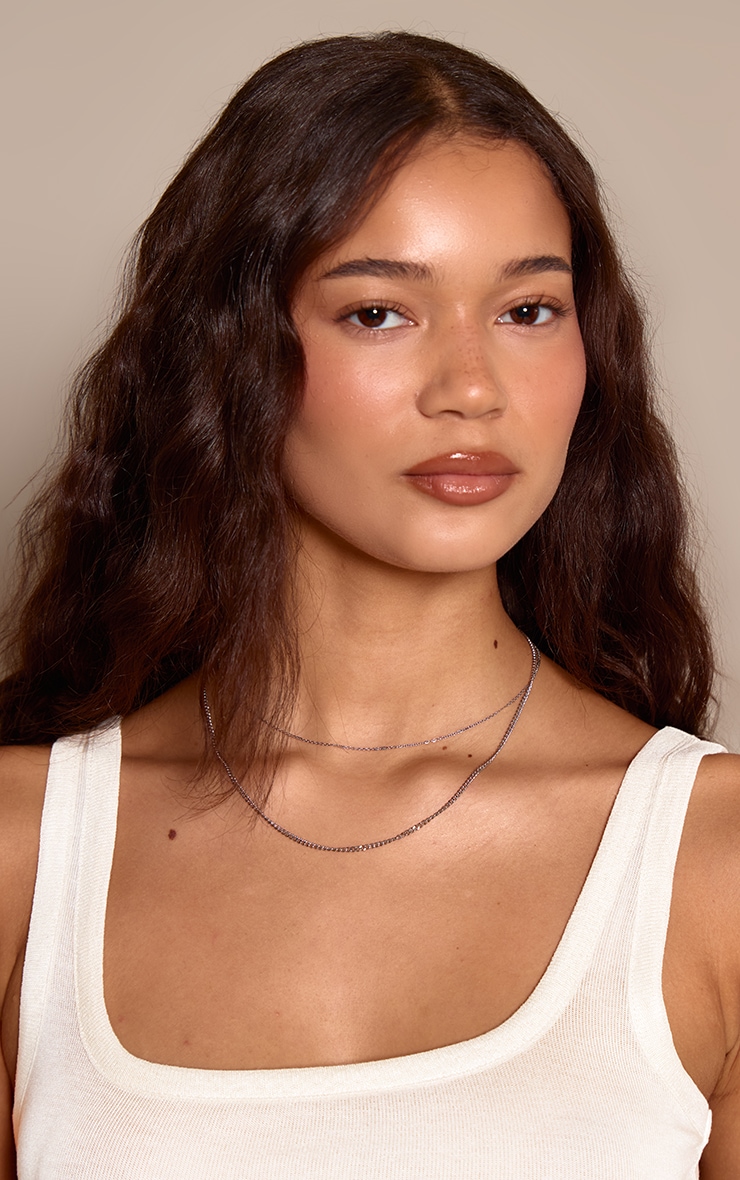 Silver Stainless Steel Smooth Double Layer Snake Chain Necklace