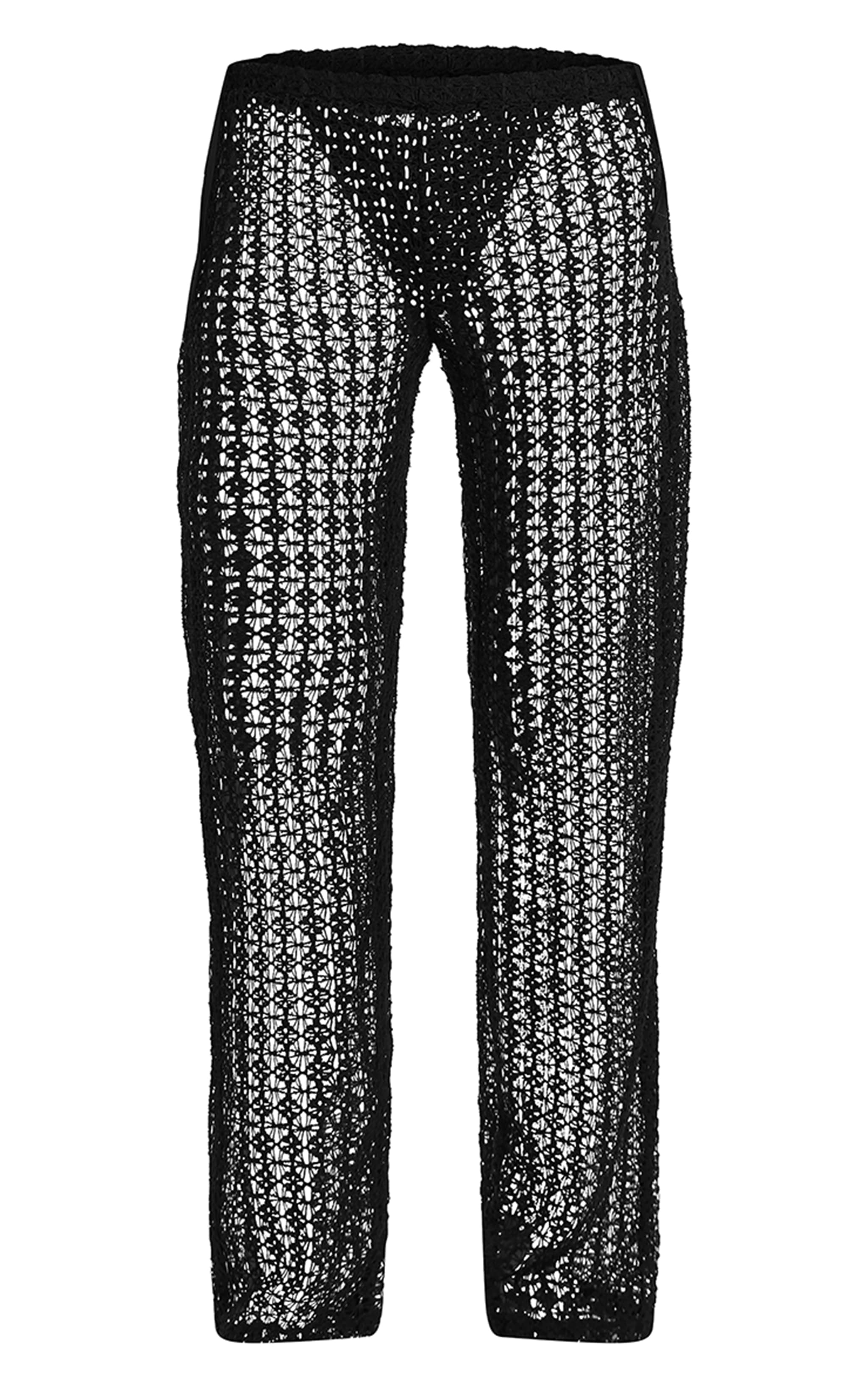 Black Crochet Wide Leg Beach Pants image 5