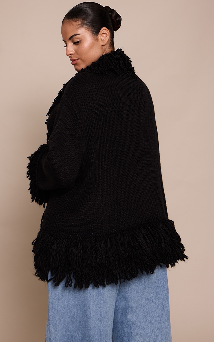 Plus Black Loop Knit Edge cardigan image 2